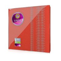 Салфетки "Lista" 33 см х 33 см, 40 листов, КРАСНЫЕ с тиснением,100 % целлюлоза.