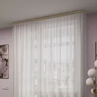 Тюль "Лен" 300*260 бело-золотая (1шт)