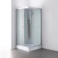 Душевая кабина EvaGold квадрат F901WS-Q (90*90,низ.под.,рифл.стек.,бел.стен.,хром матовый проф.4к.)