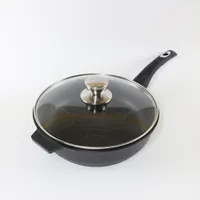Сковорода 280мм АП "Granit Perfection black gold", с несъемной ручкой ,стек.крышкой арт.02-2853-210