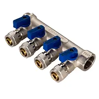 Коллектор 4 вых. 3/4"x16 с шаровыми кранами для м/п труб СТМ (15 шт.)