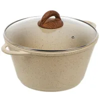 Кастрюля алюминий, антипригарное покрытие, 5 л, с крышкой, крышка стекло, круглая, Гурман, Estima, Г