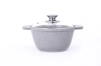 АП Кастрюля 1л со ст.крышкой (светлый мрамор)  арт.кмс12а "Kukmara"