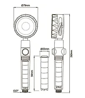 Лейка душевая TURBO, хром, с фильтром, пластик, 1/2", блистер (AGD 20.1115 chrome B) "ARGOTECH"