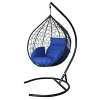 Кресло подвесное Сфера Лайт Garden story стойка+корзина черная подушка синяя BG1515