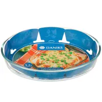 Форма для запекания стекло, 34.9х24.6х6.6 см, 3.2 л, овальная, с крышкой, Daniks, HSAP32LT (361442)
