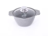 АП Кастрюля 1л со ст.крышкой (светлый мрамор)  арт.кмс12а "Kukmara"