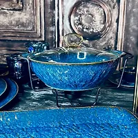 Сервировочный мармит с крышкой 30,5х9см 2,3л AQUAMARINE на подставке в под.уп.(х4)Фарфор арт.133-311