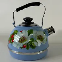 Чайник 3,5 л.(подвиж.ручка) - серо-голубой/маричка (декор- нерж.сталь) ТМ04/35/09/33