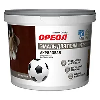 Эмаль акриловая для пола "ОРЕОЛ" полуматовая темн-серая 0,9 кг. (7450)