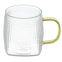Кружка стекло, 350 мл, Квадро, с золотой ручкой, B060796 (483725)