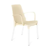 Стул пластик Sheffilton SHT-S76 бежевый (каркас металл белый муар SHT-S424) 689960