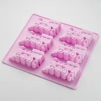 BE-4465S Форма для выпечки 6 кексов "Паровозики" сиреневый 22X20X2.8cm (72)