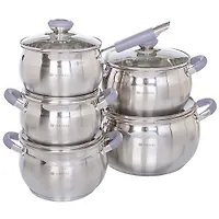 Набор пос нерж 10пр МОДЕРН серый (2л,2л,3л,4л,6,5л) стекл крышки Daniks SD-10N (324521)