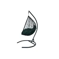 Кресло подвесное Сфера Лайт Garden story стойка+корзина чёрная подушка тём-зелёная BG3838