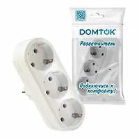 Разветвитель "DОМТОК" 3гн. плоский с/з 250В 3500Вт белый (2656)