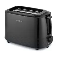 Тостер Centek СТ-1433 (черный) 700Вт, 6 ур. прожарки, 2 тоста, поддон, стоп, регул-ка румяности