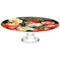 Блюдо на ножке для кулича и яиц коллекция "Маки" 25 см 198-267
