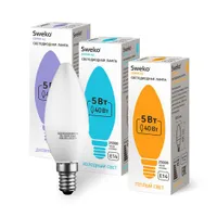 Светодиодная лампа Sweko 42 серия 42LED-C35-5W-230-6500K-E14 (38549)