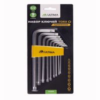 Набор ключей TORX Ultima, 9 шт в наборе, CrV, T10-T50, удлиненные (1уп-6комп,1кор-36комп) арт.122006