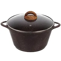 Кастрюля алюминий, антипригарное покрытие, 5 л, с крышкой, крышка стекло, круглая, Гурман, Coral, ГМ