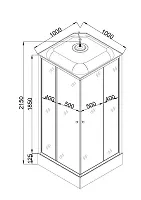 Душевая кабина EvaGold квадрат F101WS-Q (100*100,низ.под.,рифл.стек.бел.стен.,хром матовый проф.4к.)