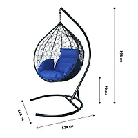 Кресло подвесное Сфера Лайт Garden story стойка+корзина черная подушка синяя BG1515