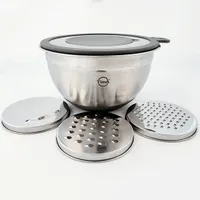 Миска нерж. с прозр.крышкой с терками (3шт). и силик.дном 20см объем 3л. арт.МКТ-20