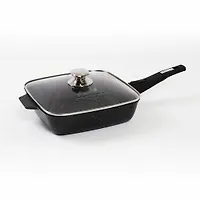Сковорода квадратная 26*26 см Гранит black со съемной ручкой и стекл. крышкой арт. с027802