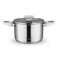 LR02-257 Кастрюля LARA (нерж) ФЛОРА 18x11,5см 2.9л, капсул индукци дно, Soft touch, стекл. крышка