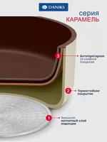 Сковорода алюминий, 26 см, антипригарное покрытие, Daniks, Caramel, индукция, Y4-11696