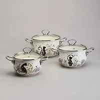 Набор кастрюль эмалированный, серия "Lavander cats 6пр. 2,0/2,8/3,8л диа.18/20/22см 943-107
