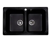 Мойка GranAlliance G-53   (775 х500мм) двухчашевая ,черная с сифоном