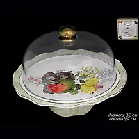 Тортовница на ножке с крышкой 32см ФРУКТЫ в под.уп.(х4) арт.110344