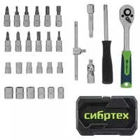 Набор инструментов, 1/4", пластиковый кейс, 29 предметов// Сибртех арт.13392