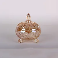 Ваза сервировочная с крышкой 13х10.5см, Хрустальное солнце amber 8338