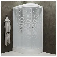 ДК "Коралл 120*80 А" лев., 1/4 круга, низ. подд., Белый, Мозаика, ДН4 (7 мест)