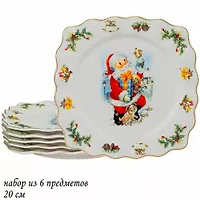 Набор из 6 тарелок 20см НОВОГОДНИЙ в под.уп.(х12)Фарфор арт.205-344