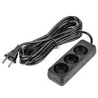 Удлинитель серии Ultra, шнур 5м., 3 гнезда, 10A, б/з. Черный. TM UnielS-CU3-5 BLACK (UL-00009985)