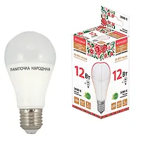 Лампа светодиодная НЛ-LED-A60-12Вт-230  В-3000 К-Е27, (60х108мм) Народная (SQ0340-1511)