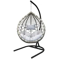 Кресло подвесное Вирджиния Garden story стойка+основ черн,корзн.графит.,подуш св серая D3414-МТ006