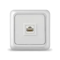 Розетка компьютерная одноместная UNIVersal серия Олимп, открытой установки, 1А, RJ45, белая, еврослот E2339