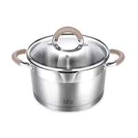 LR02-343 Кастрюля LARA (нерж) Берлин 22x12см, 4,4л, капс.дно,шкала,силик.накл,крыш.дуршлаг