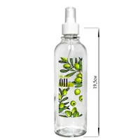 Бутылка цилиндр с кнопочным дозатором для масла/соусов, Olive oil зеленые оливки, 330 мл, стекло
