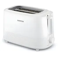 Тостер Centek СТ-1433 (белый) 700Вт, 6 ур. прожарки, 2 тоста, поддон, стоп, регул-ка румяности