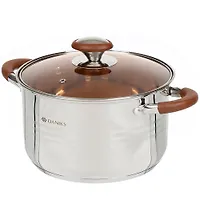 Кастрюля нержавеющая сталь, 5 л, крышка стекло, Daniks, Веллингтон, GS-01415-22CA, индукция (397631)