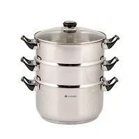 Мантоварка нержавеющая сталь, 24 см, 5.8 л, 3 секции, Daniks, DNN, крышка стекло, индукция, бакелито