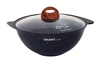 Казан для плова 3,5л со стекл. крышкой, АП линия "Granit ultra" (blue) "Kukmara"