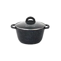 Кастрюля 3,5л со стеклянной крышкой, АП линия "Granit" (black) "Kukmara" кгч35а