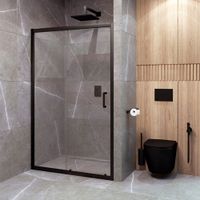 Душевое ограждение в проем EvaGold EG1B 120х190, профиль черный матовый, прозрачное стекло